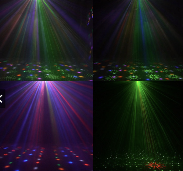 Large 2 in 1 Music Activated LED Disco Lights + RG Laser Party Light /  Stage Light with Remote Control - Party Lights